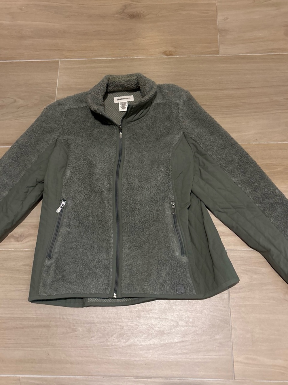 Ruff Hewn Olive Green Teddy Sherpa Zip Jacket